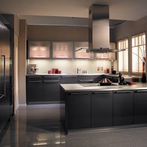 View of a modern stylish luxury kitchen in an expensive apartment complex
