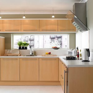 View of a modern stylish luxury kitchen in an expensive apartment complex