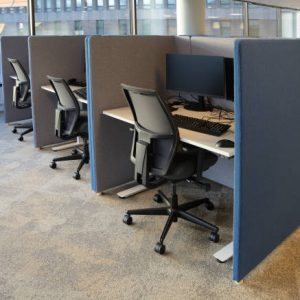 Empty office chairs in a row