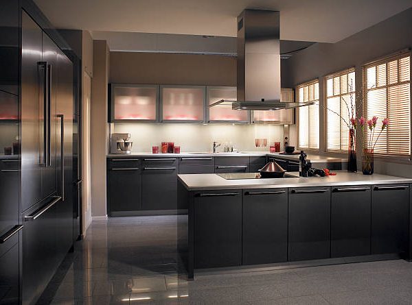 View of a modern stylish luxury kitchen in an expensive apartment complex