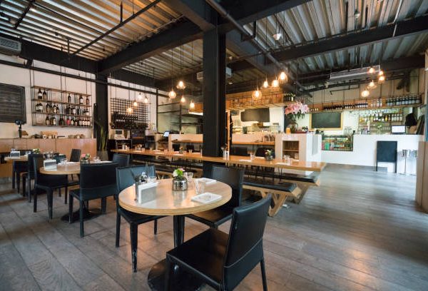 Interior design of a modern restaurant.